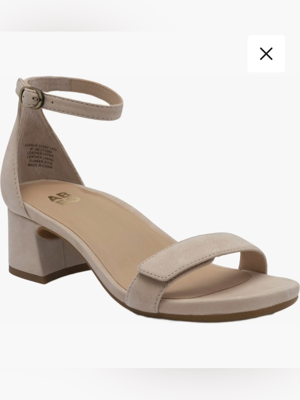 ABEO Avenue Strap Heels in Sand Leather Sz 6.5